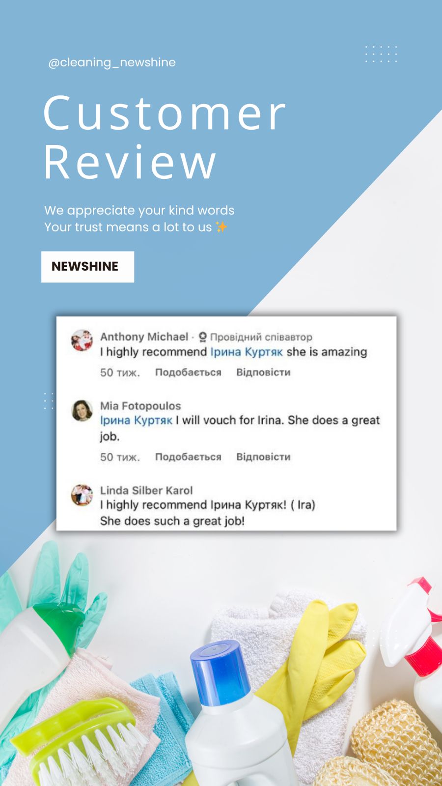 Customer review for New Shine Cleaning